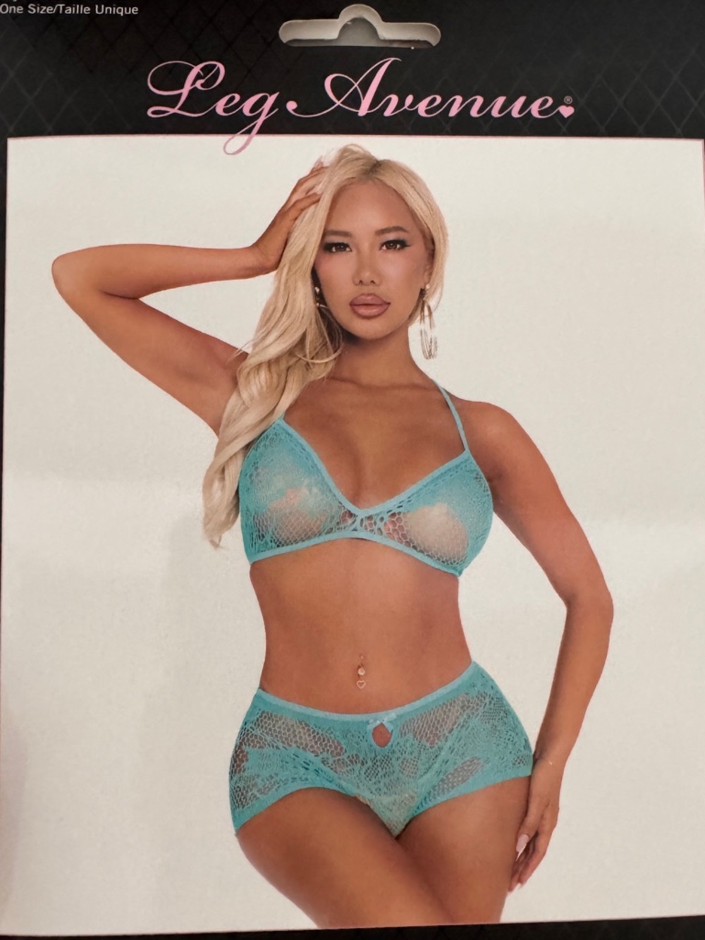 Leg Avenue Teal Lace Bralette and Boyshort Set
